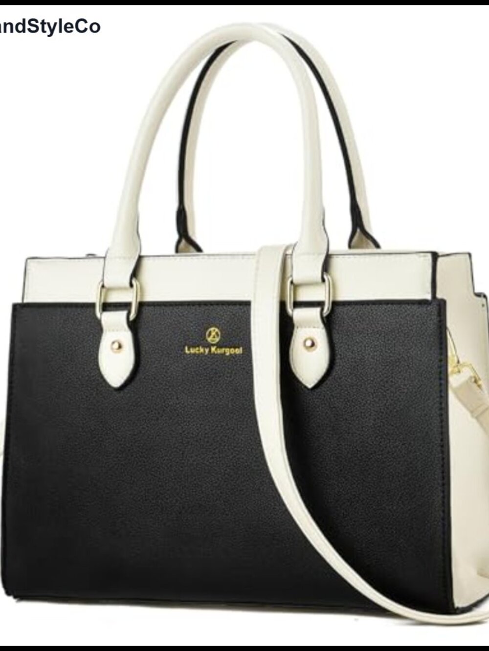 Faux Leather Dual-tone Satchel Handbag Removable Crossbody Strap Medium Tote